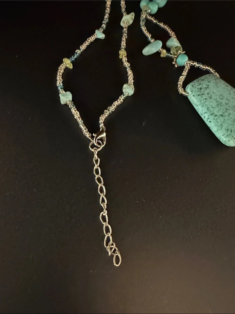 Turquoise Stone Pendant Necklace + earrings Set